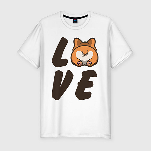 Мужская slim-футболка Love Corgi / Белый – фото 1