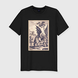 Мужская slim-футболка Рыцарь, пинающий Дракона баллада о рыцаре Джоне Ла