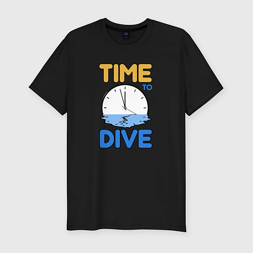 Мужская slim-футболка Time to dive / Черный – фото 1