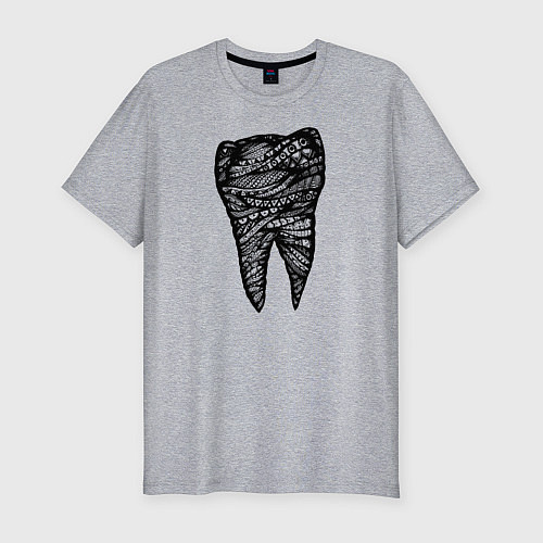 Мужская slim-футболка Зуб / Меланж – фото 1
