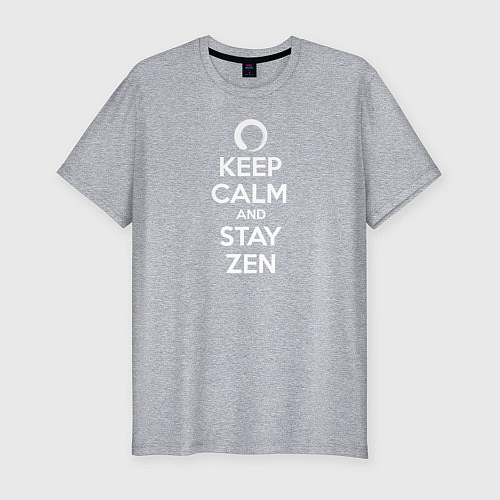 Мужская slim-футболка Keep calm & stay Zen / Меланж – фото 1