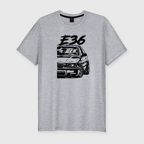 Мужская slim-футболка BMW E36 / Меланж – фото 1