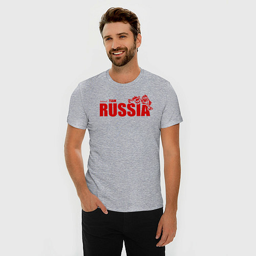 Мужская slim-футболка Russia / Меланж – фото 3