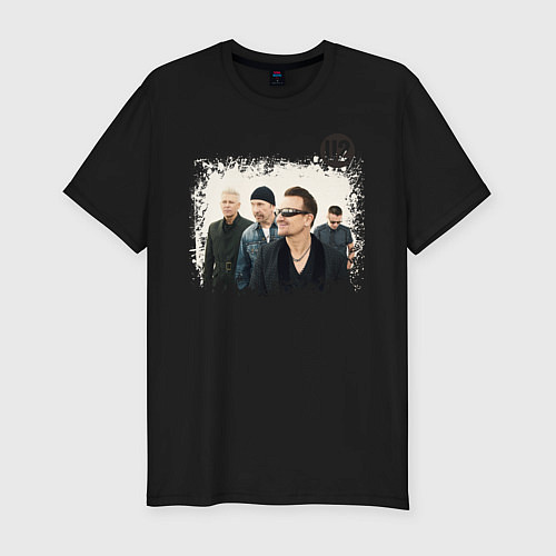 Мужская slim-футболка U2 / Черный – фото 1