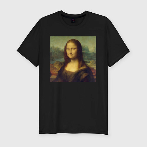 Мужская slim-футболка Mona Lisa pixels / Черный – фото 1