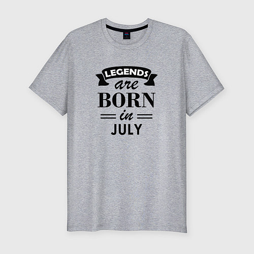 Мужская slim-футболка Legends are born in july / Меланж – фото 1