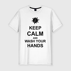 Футболка slim-fit Keep Calm & Wash Hands, цвет: белый
