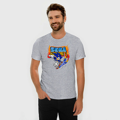 Мужская slim-футболка Sonic:Sega Heroes / Меланж – фото 3