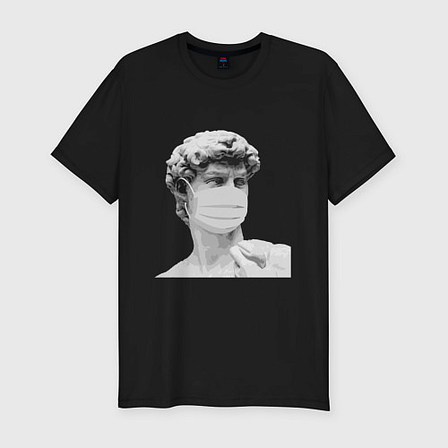 Мужская slim-футболка Скульптура карантина / Черный – фото 1