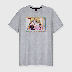 Футболка slim-fit Sailor Moon Usagi Tsukino Luna, цвет: меланж