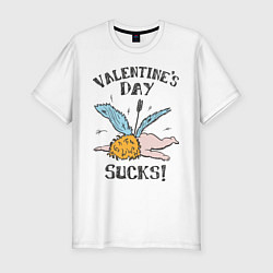 Футболка slim-fit Valentines day sucks, цвет: белый