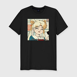Футболка slim-fit Еда Делает Меня Счастливой! SM, цвет: черный