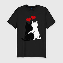 Мужская slim-футболка Кошачья любовь