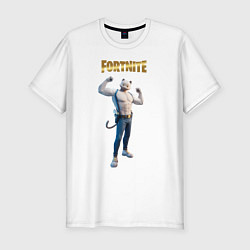 Футболка slim-fit Meowcles Fortnite 2, цвет: белый