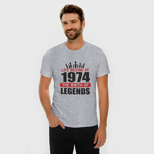 Мужская slim-футболка 1974 - рождение легенды / Меланж – фото 3