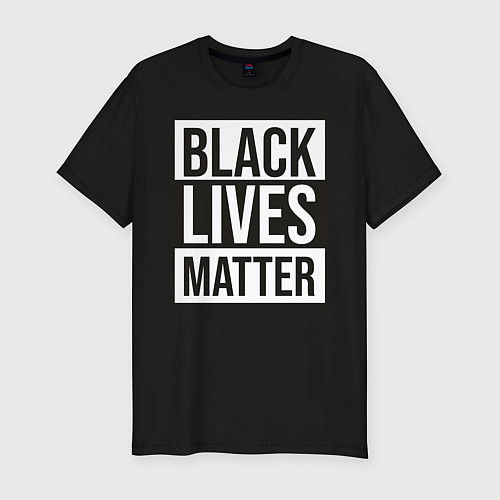 Мужская slim-футболка BLACK LIVES MATTER / Черный – фото 1