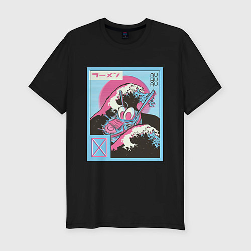 Мужская slim-футболка Vaporwave Ramen / Черный – фото 1