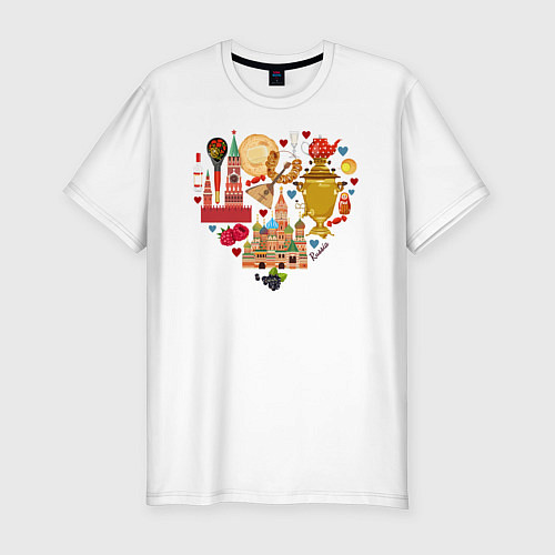 Мужская slim-футболка LOVE RUSSIA / Белый – фото 1