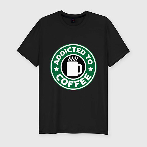 Мужская slim-футболка Увлеченный кофе / Черный – фото 1