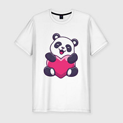 Мужская slim-футболка Панда love
