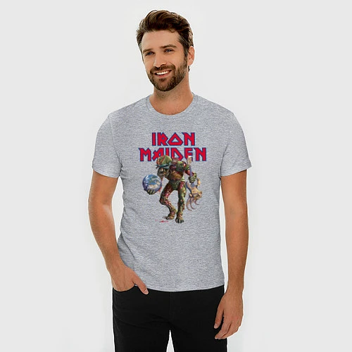 Мужская slim-футболка Iron Maiden / Меланж – фото 3