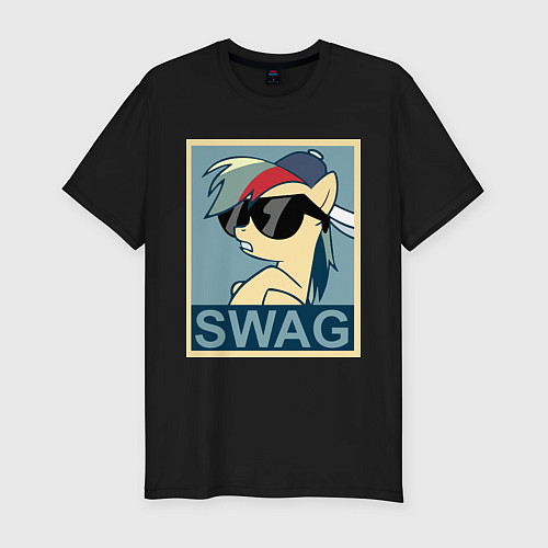 Мужская slim-футболка Rainbow Dash swag / Черный – фото 1