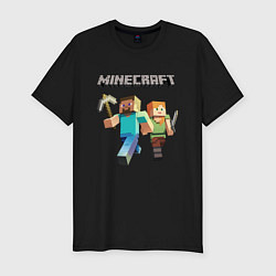 Футболка slim-fit Персонажи игры Minecraft, цвет: черный