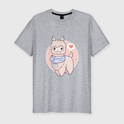 Мужская slim-футболка Милая лама