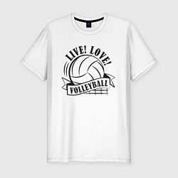 Футболка slim-fit LIVE! LOVE! VOLLEYBALL!, цвет: белый