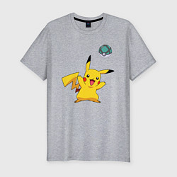 Футболка slim-fit Pokemon pikachu 1, цвет: меланж