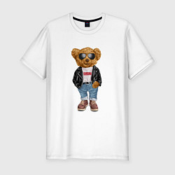 Мужская slim-футболка Медведь плюшевый