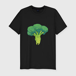 Мужская slim-футболка Симпатичный брокколи