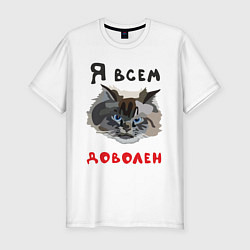 Мужская slim-футболка Довольный кот