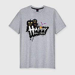 Футболка slim-fit Happy halloween, цвет: меланж