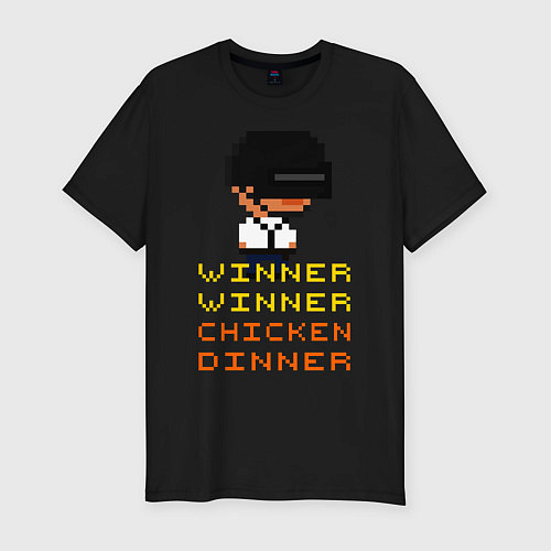 Мужская slim-футболка PUBG Winner Chicken Dinner / Черный – фото 1