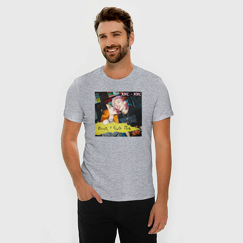 Мужская slim-футболка Юность Кис -Кис / Меланж – фото 3