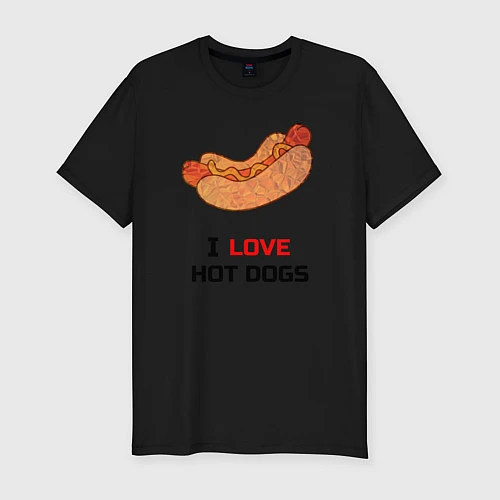 Мужская slim-футболка Love HOT DOGS / Черный – фото 1