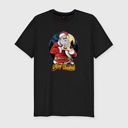 Футболка slim-fit Merry Christmas Santa Love, цвет: черный