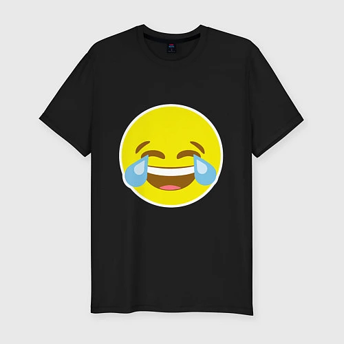 Мужская slim-футболка Эмоджи смех / Черный – фото 1