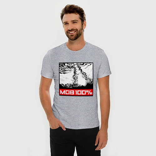 Мужская slim-футболка Mob 100% Z / Меланж – фото 3