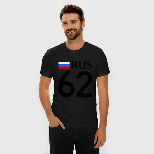 Мужская slim-футболка RUS 62 / Черный – фото 3