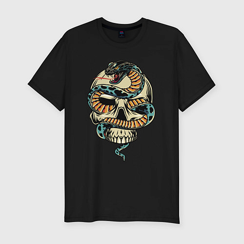 Мужская slim-футболка Snake&Skull / Черный – фото 1