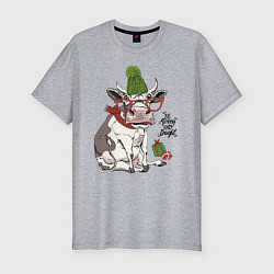 Футболка slim-fit Be Merry and Bright, цвет: меланж