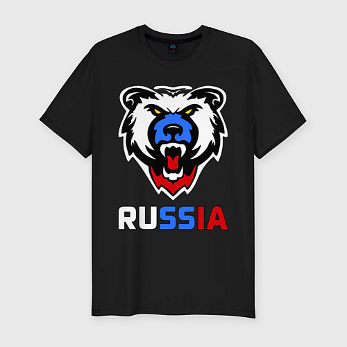 Мужская slim-футболка Русский медведь / Черный – фото 1