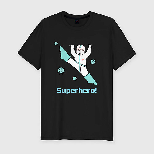 Мужская slim-футболка Супергерой / Черный – фото 1