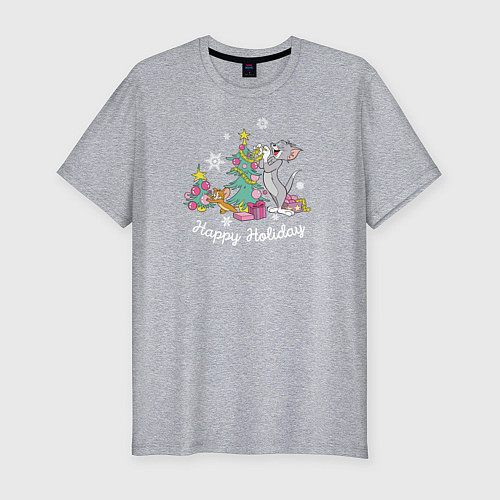 Мужская slim-футболка Tom and Jerry / Меланж – фото 1