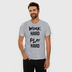 Футболка slim-fit Work hard Play hard, цвет: меланж — фото 2