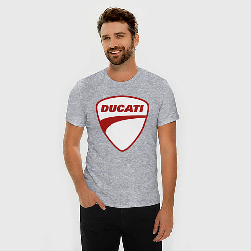 Мужская slim-футболка Ducati Logo Дукати Лого Z / Меланж – фото 3