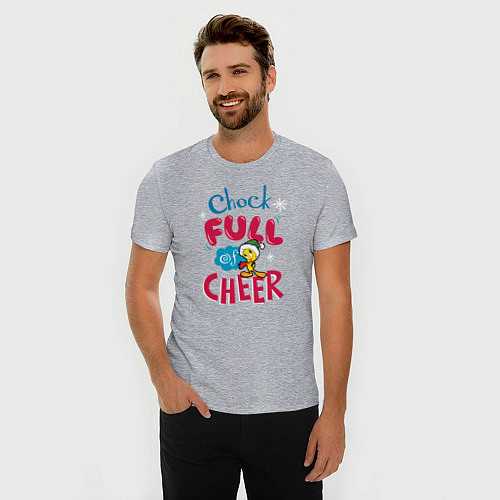 Мужская slim-футболка Chock full of cheer / Меланж – фото 3
