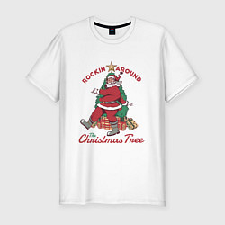 Футболка slim-fit Rockin Santa, цвет: белый